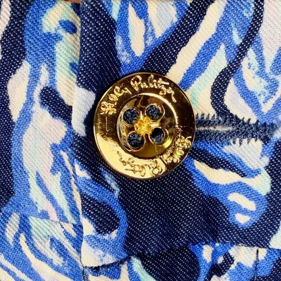 Lilly Pulitzer Keliani Blue Shell High Rise Skinny Jean| Blue & White | SIZE 10 - Picture 4 of 6